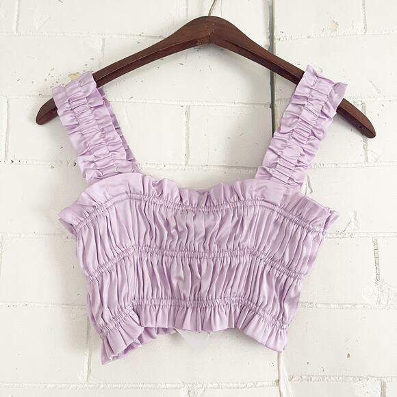 VICI Sardinia Satin Smocked Crop Top Small S - Picture 6 of 10